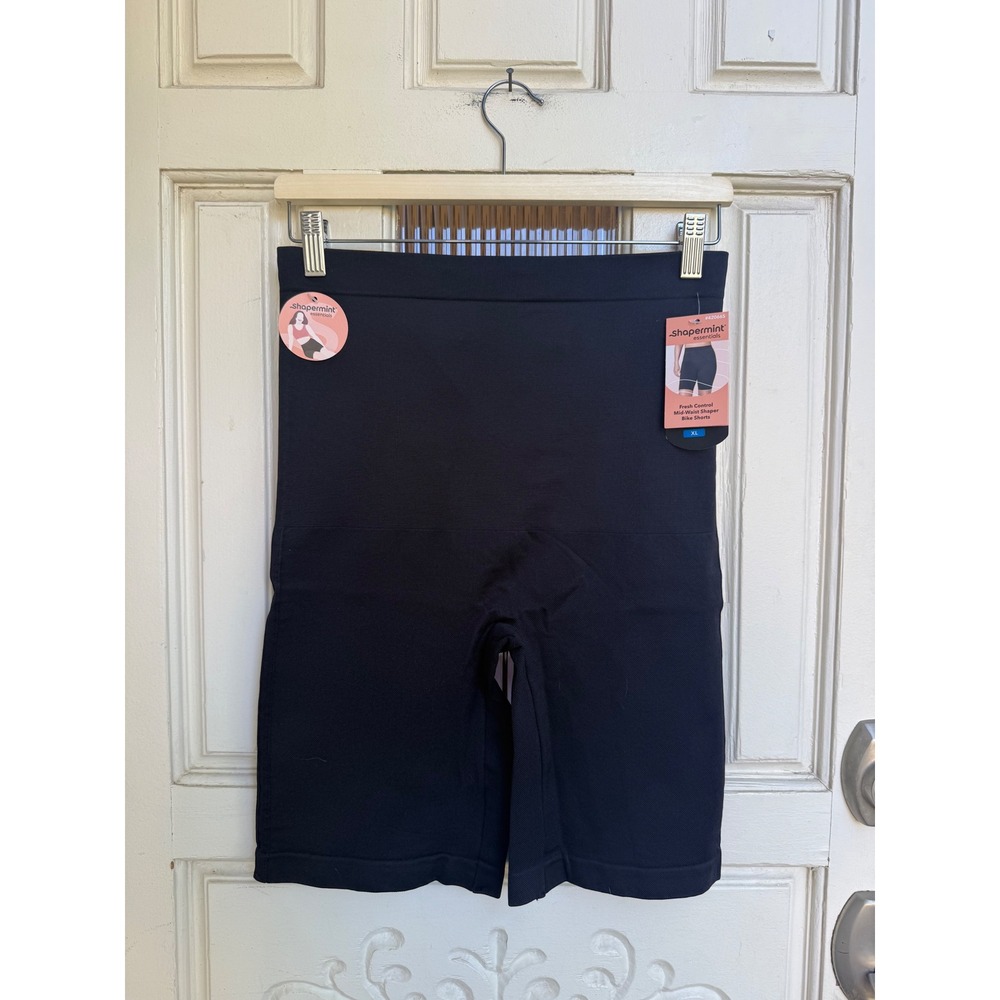 Shapermint Essentials Black Fresh Control Mid-Waist Shaper Bike Shorts Size XL